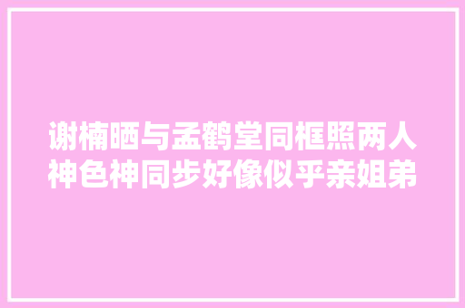谢楠晒与孟鹤堂同框照两人神色神同步好像似乎亲姐弟
