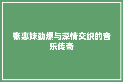 张惠妹劲爆与深情交织的音乐传奇