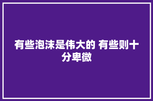 有些泡沫是伟大的 有些则十分卑微