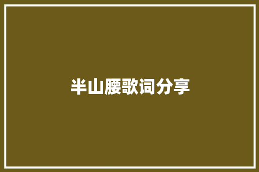 半山腰歌词分享 休闲娱乐