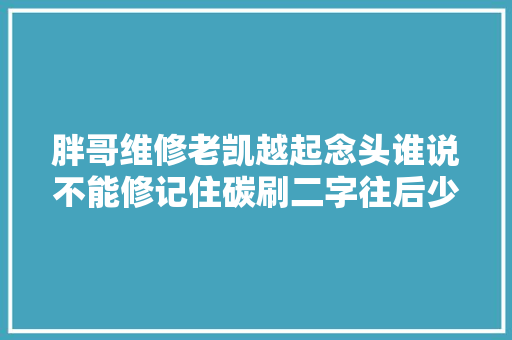胖哥维修老凯越起念头谁说不能修记住碳刷二字往后少花钱