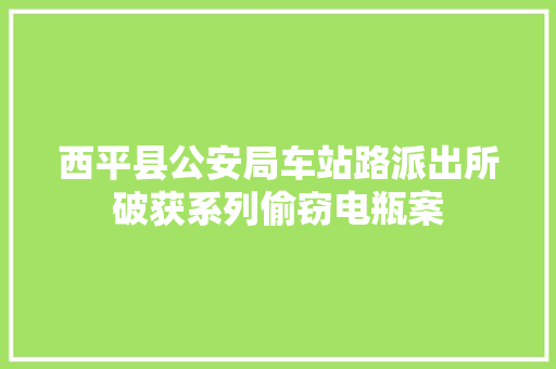 西平县公安局车站路派出所破获系列偷窃电瓶案