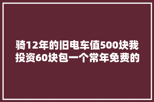 骑12年的旧电车值500块我投资60块包一个常年免费的司机