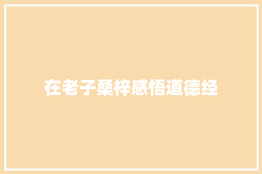 在老子桑梓感悟道德经