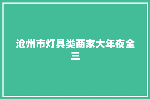 沧州市灯具类商家大年夜全三