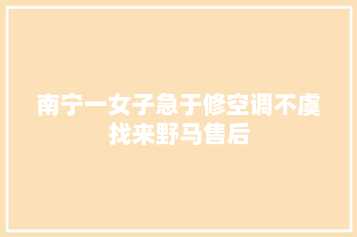 南宁一女子急于修空调不虞找来野马售后