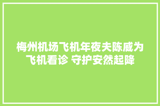 梅州机场飞机年夜夫陈威为飞机看诊 守护安然起降