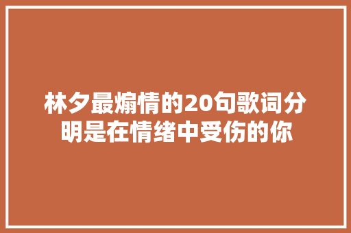 林夕最煽情的20句歌词分明是在情绪中受伤的你