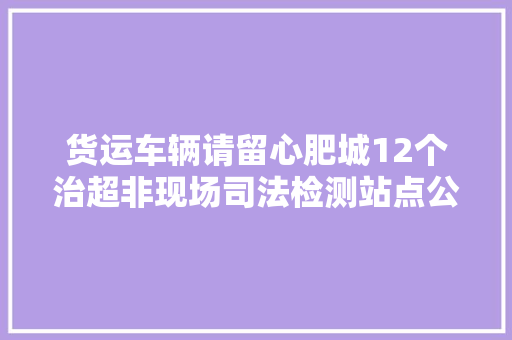 货运车辆请留心肥城12个治超非现场司法检测站点公布～