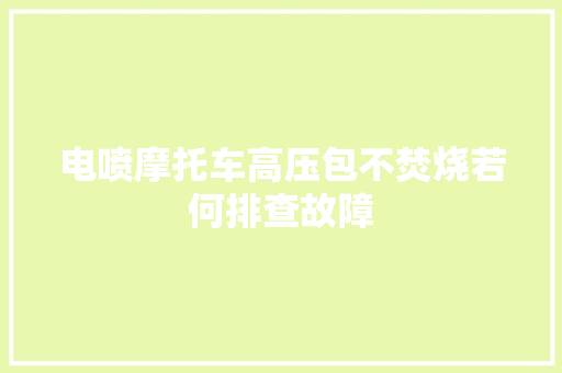 电喷摩托车高压包不焚烧若何排查故障 汽车知识