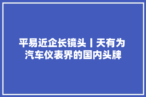 平易近企长镜头丨天有为 汽车仪表界的国内头牌