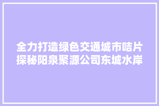 全力打造绿色交通城市咭片探秘阳泉聚源公司东城水岸新能源汽车做事区五心做事