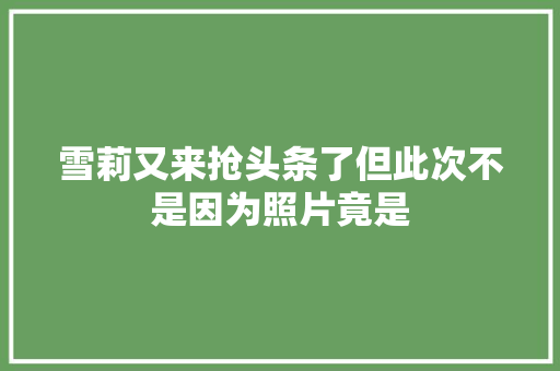 雪莉又来抢头条了但此次不是因为照片竟是
