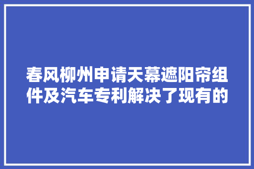 春风柳州申请天幕遮阳帘组件及汽车专利解决了现有的遮阳帘存在的漏光不雅观不雅的问题
