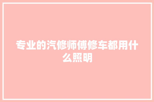 专业的汽修师傅修车都用什么照明