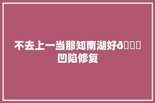 不去上一当那知南湖好😄凹陷修复