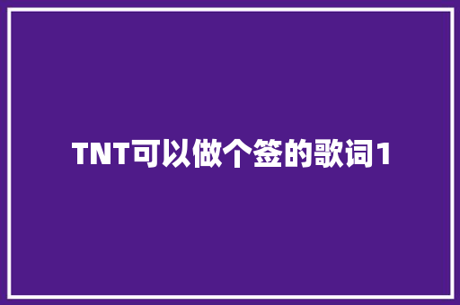 TNT可以做个签的歌词1