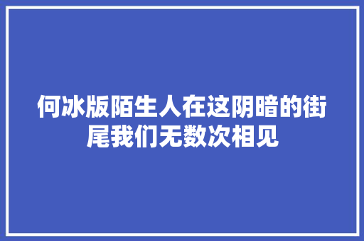 何冰版陌生人在这阴暗的街尾我们无数次相见