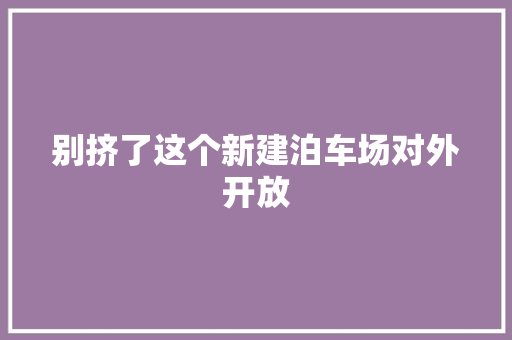 别挤了这个新建泊车场对外开放