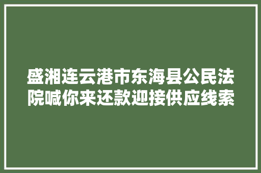 盛湘连云港市东海县公民法院喊你来还款迎接供应线索