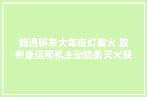 路遇轿车大年夜灯着火 胶州走运司机主动协助灭火获表扬 汽车知识