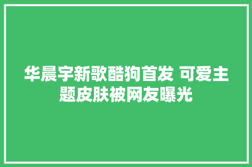 华晨宇新歌酷狗首发 可爱主题皮肤被网友曝光