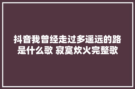 抖音我曾经走过多遥远的路是什么歌 寂寞炊火完整歌词