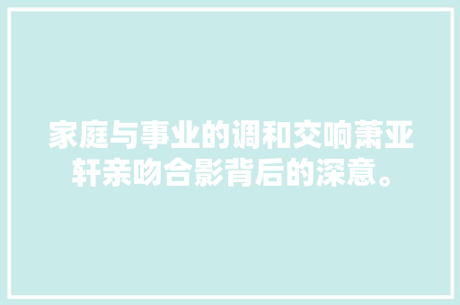 家庭与事业的调和交响萧亚轩亲吻合影背后的深意。