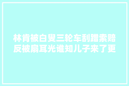 林肯被白叟三轮车刮蹭索赔反被扇耳光谁知儿子来了更恶棍