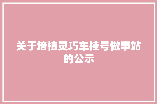 关于培植灵巧车挂号做事站的公示