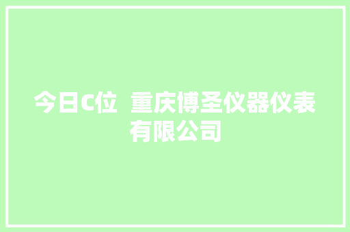 今日C位  重庆博圣仪器仪表有限公司
