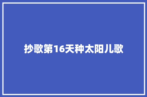 抄歌第16天种太阳儿歌