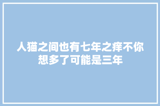 人猫之间也有七年之痒不你想多了可能是三年
