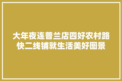 大年夜连普兰店四好农村路快二线铺就生活美好图景