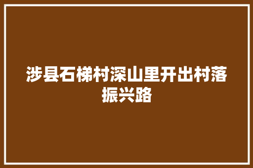 涉县石梯村深山里开出村落振兴路
