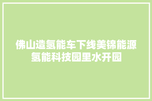 佛山造氢能车下线美锦能源氢能科技园里水开园