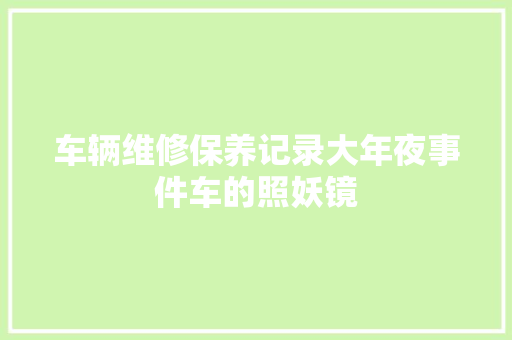 车辆维修保养记录大年夜事件车的照妖镜