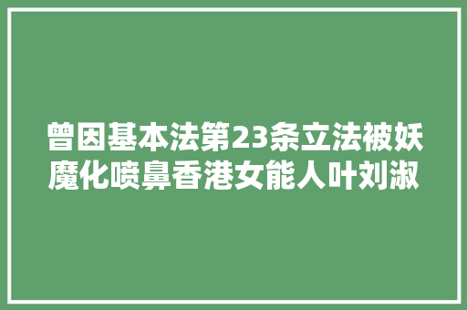 曾因基本法第23条立法被妖魔化喷鼻香港女能人叶刘淑仪回忆昔时风云再谈立法