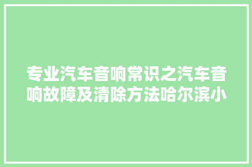 专业汽车音响常识之汽车音响故障及清除方法哈尔滨小蒋分享