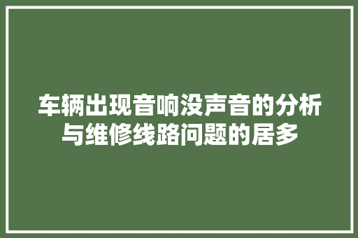 车辆出现音响没声音的分析与维修线路问题的居多