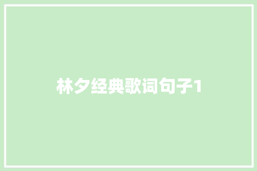 林夕经典歌词句子1
