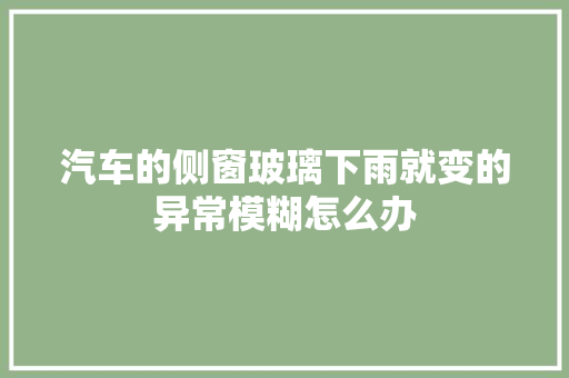 汽车的侧窗玻璃下雨就变的异常模糊怎么办