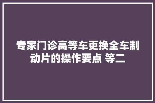 专家门诊高等车更换全车制动片的操作要点 等二