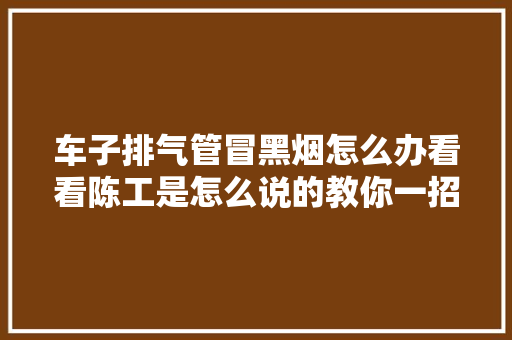 车子排气管冒黑烟怎么办看看陈工是怎么说的教你一招轻松解决 汽车知识