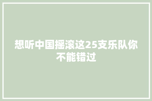 想听中国摇滚这25支乐队你不能错过