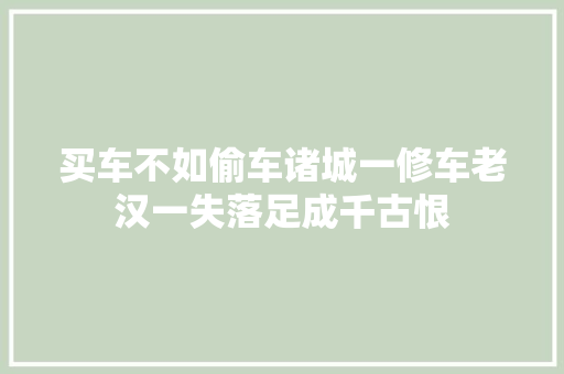 买车不如偷车诸城一修车老汉一失落足成千古恨