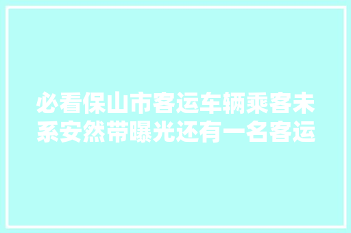 必看保山市客运车辆乘客未系安然带曝光还有一名客运驾驶人