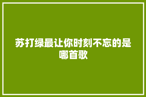 苏打绿最让你时刻不忘的是哪首歌