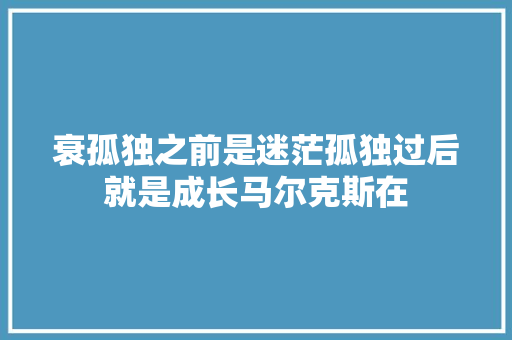 衰孤独之前是迷茫孤独过后就是成长马尔克斯在