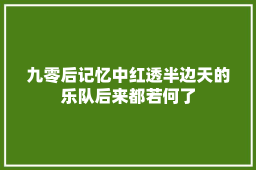 九零后记忆中红透半边天的乐队后来都若何了